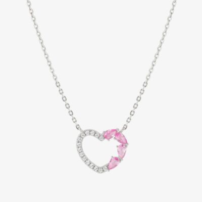 Nomination Shine Me Up Silver Pink & White Cubic Zirconia Heart Necklace 241902/004
