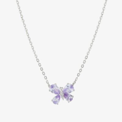 Nomination Shine Me Up Silver Lilac & White Cubic Zirconia Butterfly Necklace 241902/006