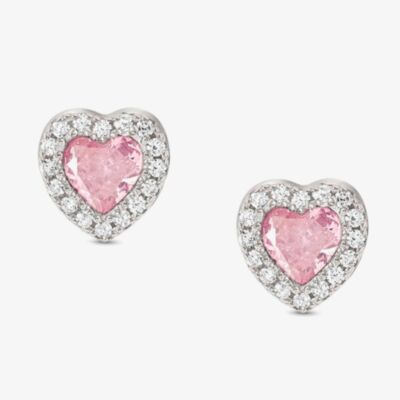 Nomination All My Love Sterling Silver Pink Heart Stud Earrings 240304/002