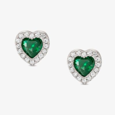 Nomination All My Love Sterling Silver Green Heart Stud Earrings 240304/014