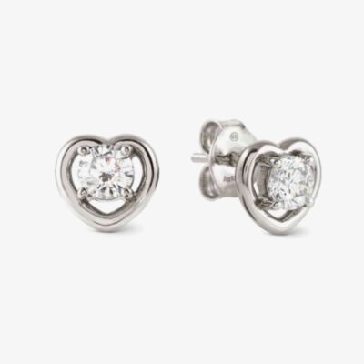 Nomination Cosmic Love White Rhodium Cubic Zirconia Heart Studs Earrings 241710/004