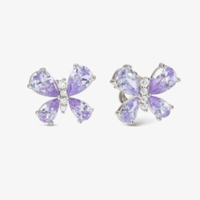 Nomination Shine Me Up Silver Lilac & White Cubic Zirconia Butterfly Stud Earrings 241903/006