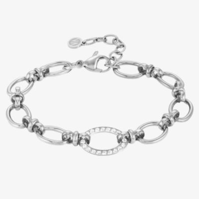 Nomination Affinity Stainless Steel Cubic Zirconia Oval Link Bracelet 028603/001