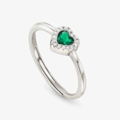 Nomination All My Love Sterling Silver Green Heart Halo Adjustable Ring 240300/014