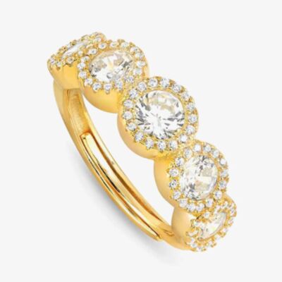 Nomination Seidivina Gold Plated Cubic Zirconia Five Cluster Adjustable Ring 241401/012