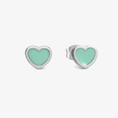 Nomination Emosfere Silver Tone Mint Enamel Heart Stud Earrings 134208/002