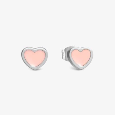 Nomination Emosfere Silver Tone Pink Enamel Heart Stud Earrings 134208/006