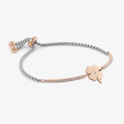 Nomination Milleluci  Rose Gold Finish Pave Four Leaf Clover Toggle Half Bangle 028005/006