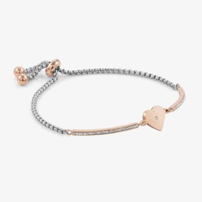Nomination Milleluci Rose Gold Finish Pave Heart Toggle Half Bangle 028005/022