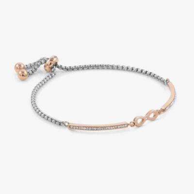Nomination Milleluci Rose Gold Finish Pave Infinity Toggle Half Bangle 028005/024