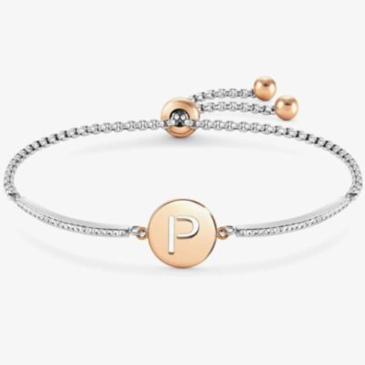 Nomination Milleluci Two-Tone Initial P Half Bangle Toggle Bracelet 028007/016