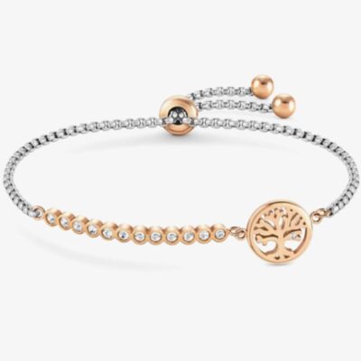 Nomination Milleluci Two-Tone Cubic Zirconia Tree of Life Toggle Bracelet 028009/017