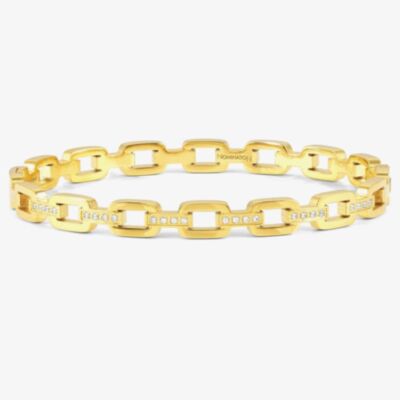 Nomination Pretty Bangles Gold Plated Square Link Cubic Zirconia Bangle 029509/012
