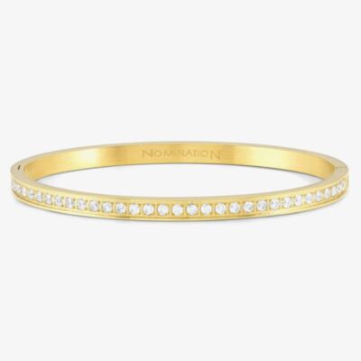 Nomination Pretty Bangles Gold Plated Pave Half Set White Cubic Zirconia Bangle 029505/020