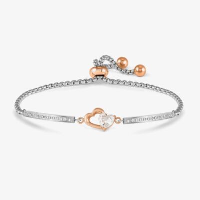 Nomination Milleluci Silver & Rose Gold Sparkling Heart Toggle Bracelet 028020/022