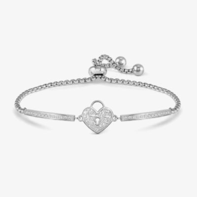 Nomination Milleluci Stainless Steel Cubic Zirconia Heart Padlock Box Chain Bracelet 028028/019