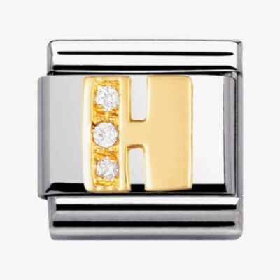 Nomination CLASSIC Gold Letters Cubic Zirconia H Charm 030301/08