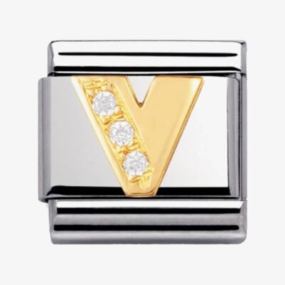 Nomination CLASSIC Gold Letters Cubic Zirconia V Charm 030301/22