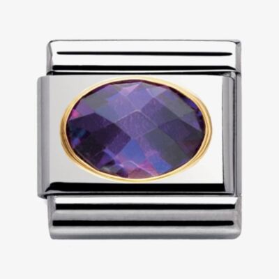 Nomination CLASSIC Gold Oval Faceted Cubic Zirconia Purple Charm 030601/001