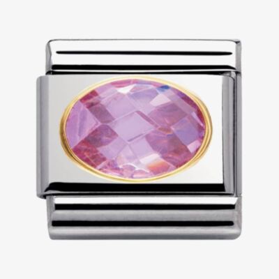 Nomination CLASSIC Gold Oval Faceted Cubic Zirconia Pink Charm 030601/003