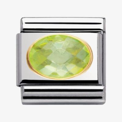 Nomination CLASSIC Gold Oval Faceted Cubic Zirconia Green Charm 030601/004