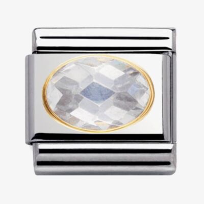 Nomination CLASSIC Gold Oval Faceted Cubic Zirconia White Charm 030601/010