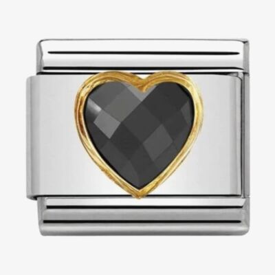 Nomination CLASSIC Gold Black Heart Charm 030610/011