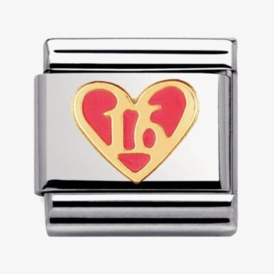Nomination CLASSIC Gold Love Pink Heart Sweet 16 Charm 030207/44