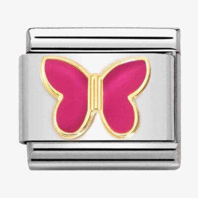 Nomination CLASSIC Composable Gold Fuchsia Enamel Butterfly Charm 030285/62