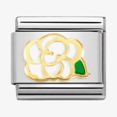Nomination CLASSIC Composable Gold White Enamel Camellia Flower Charm 030272/79*