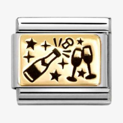 Nomination CLASSIC Gold & Black Champagne Bottle And Glasses Charm 030166/61
