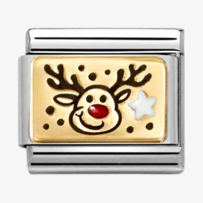 Nomination CLASSIC Gold Christmas Coloured Reindeer Charm 030289/11
