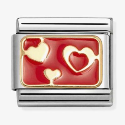 Nomination Classic Plates Red Enamel Hearts Charm 030284/74