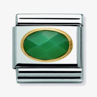 Nomination CLASSIC Gold Oval Stones Green Agate Charm 030502/27