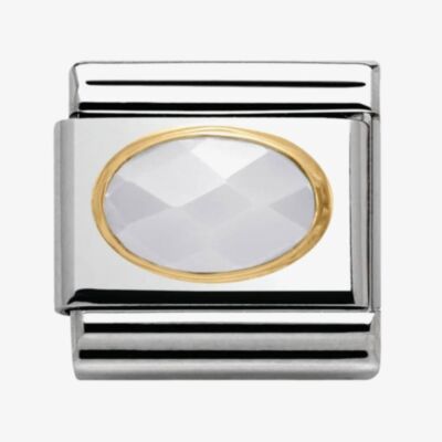 Nomination CLASSIC Gold Oval Stones White Jade Charm 030502/25