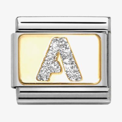 Nomination CLASSIC Silver Glitter Letter A Charm 030291/01