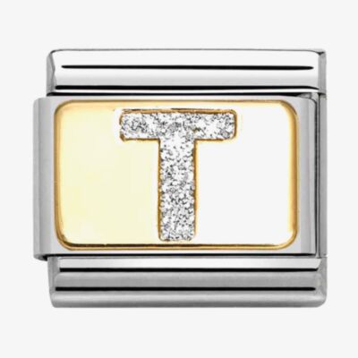 Nomination CLASSIC Silver Glitter Letter T Charm 030291/20
