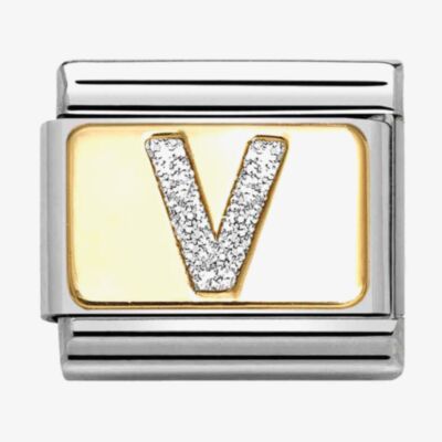 Nomination CLASSIC Silver Glitter Letter V Charm 030291/22