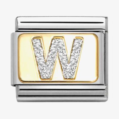 Nomination CLASSIC Silver Glitter Letter W Charm 030291/23