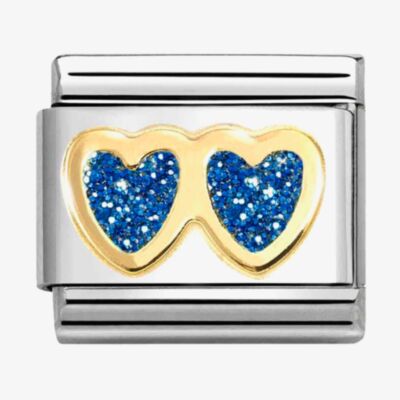 Nomination CLASSIC Double Blue Glitter Heart Charm 030220/11