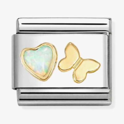 Nomination Classic White Opal Heart Gold Butterfly Charm 030523/11