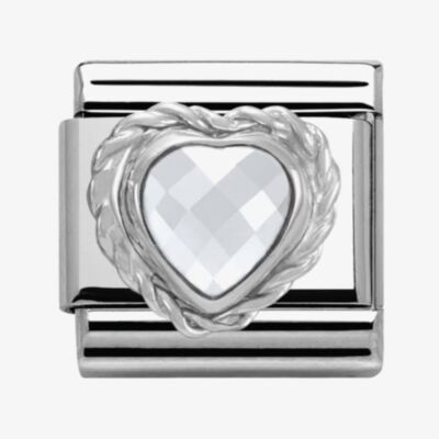 Nomination CLASSIC Silvershine Faceted Hearts White Cubic Zirconia Charm 330603/010