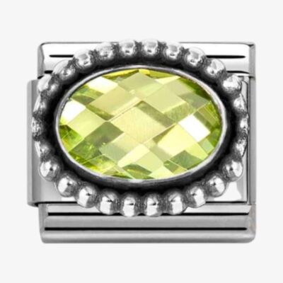 Nomination Stainless Steel & Silver Green Cubic Zirconia Oval Beaded Charm 330607/004