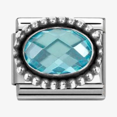 Nomination Stainless Steel & Silver Light Blue Cubic Zirconia Oval Beaded Charm 330607/006