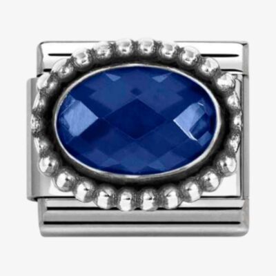 Nomination Stainless Steel & Silver Dark Blue Cubic Zirconia Oval Beaded Charm 330607/007