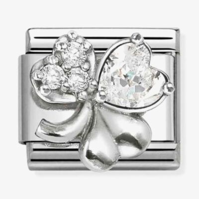 Nomination Classic Symbols White Sparkling Clover Charm 330322/12