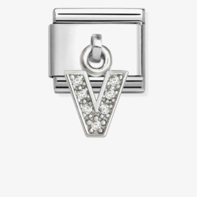 Nomination Silvershine Sparkling Letter V Charm 331818/22