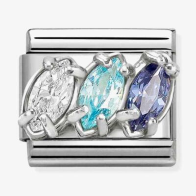 Nomination Classic Trilogy White Blue Cubic Zirconia Charm 330329/19