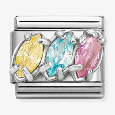Nomination Classic Trilogy Yellow Blue Pink Cubic Zirconia Charm 330329/20