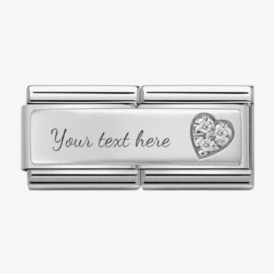 Nomination CLASSIC Silvershine Symbols Stainless Steel Cubic Zirconia Heart Double Charm 330731/09